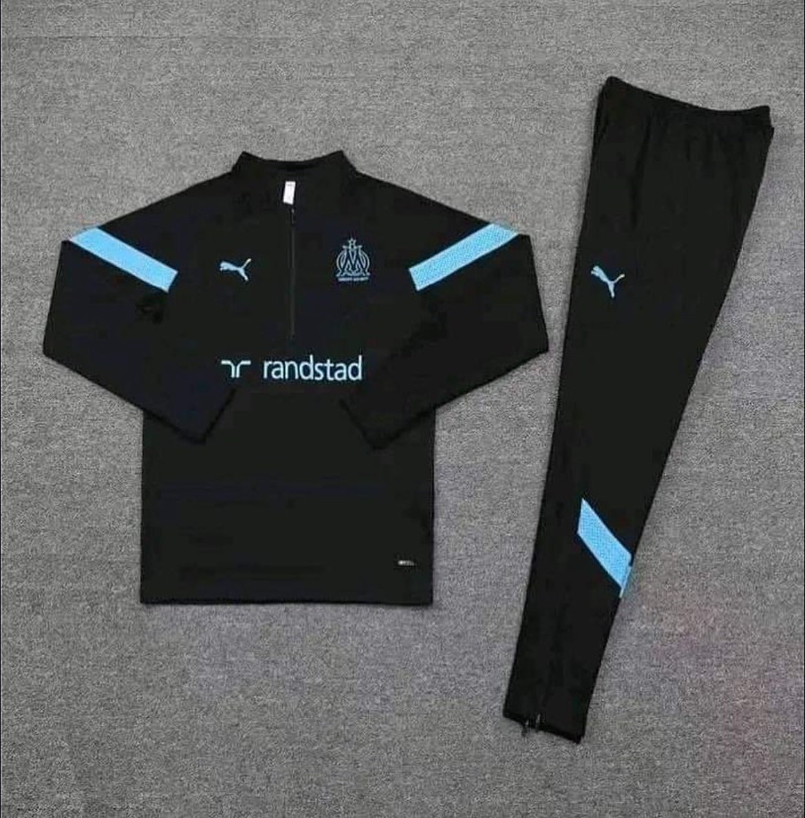 OLYMPIQUE DE MARSEILLE BLACK AND BLUE TRACKSUIT OLYMPIQUE DE MARSEILLE BLACK AND BLUE TRACKSUIT