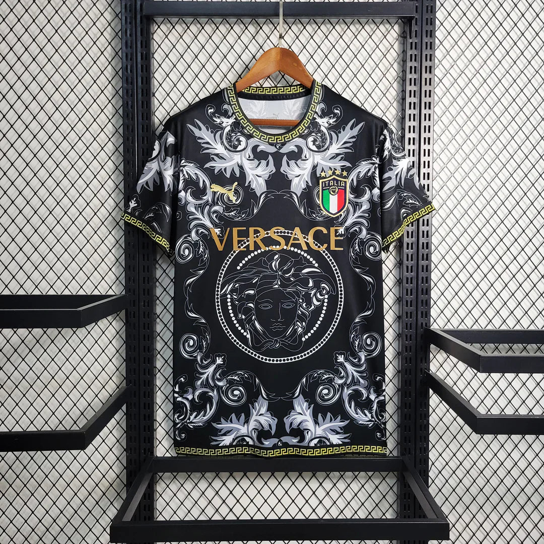ITALY 2023 CONCEPT VERSACE BLACK HOME SHIRT ITALY 2023 CONCEPT VERSACE BLACK HOME SHIRT